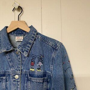Disney Store Embroidered Mickey & Minnie Mouse Denim/Jean Jacket, Small.